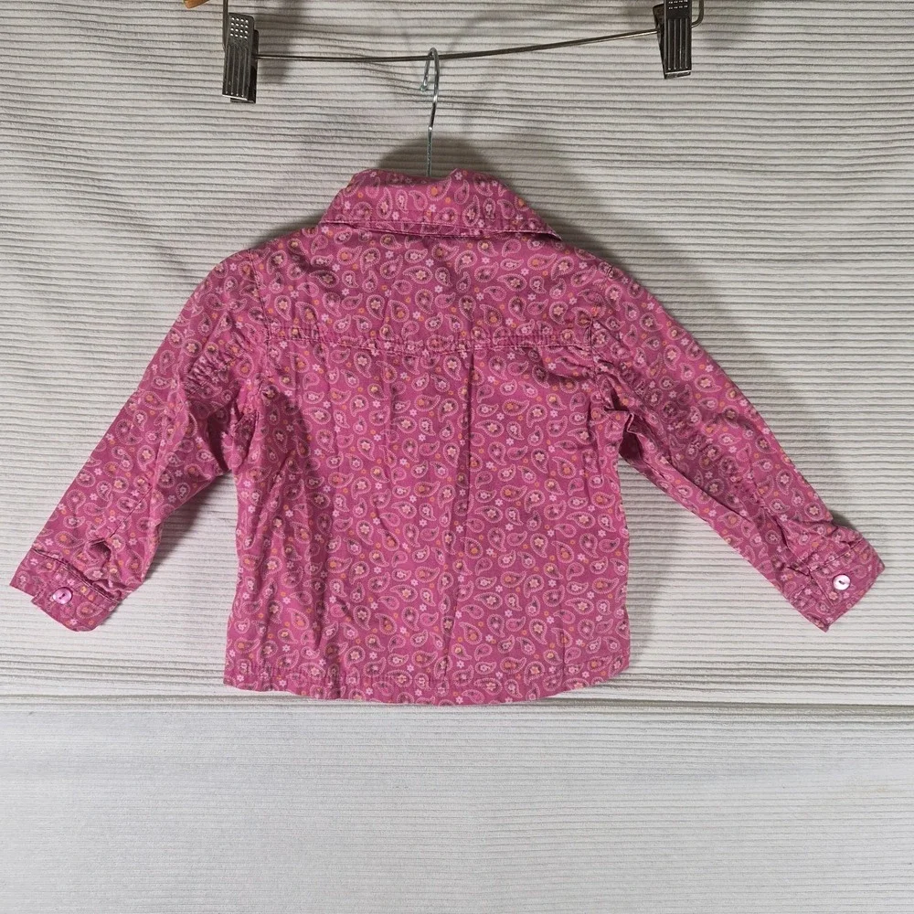 Vintage Disney Minnie Mouse Toddler Girl Button Up Shirt Pink‎ Paisley 24M Y2K